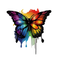 aquarelle papillon arc en ciel . ai généré png