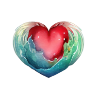 watercolor heart on stormy sea . png