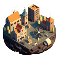 medieval city isometric png