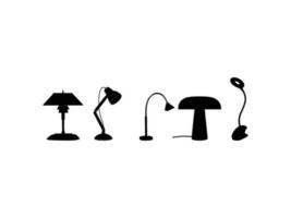 Five Table light silhouette, lamps Flat style vector illustration. Black light, lamp silhouette set, lamps set.