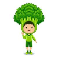 boy kids broccoli character costume vector