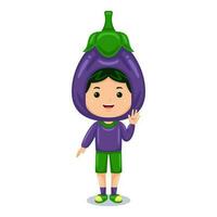 boy kids aubergine character costume vector