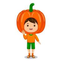 chico niños calabaza personaje disfraz vector