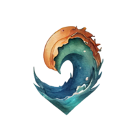 watercolor heart on stormy sea . png