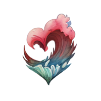 watercolor heart on stormy sea . png