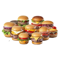 burger with meat, tomato, lettuce, cheese, and sauce . png