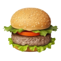 burger with meat, tomato, lettuce, cheese, and sauce . png