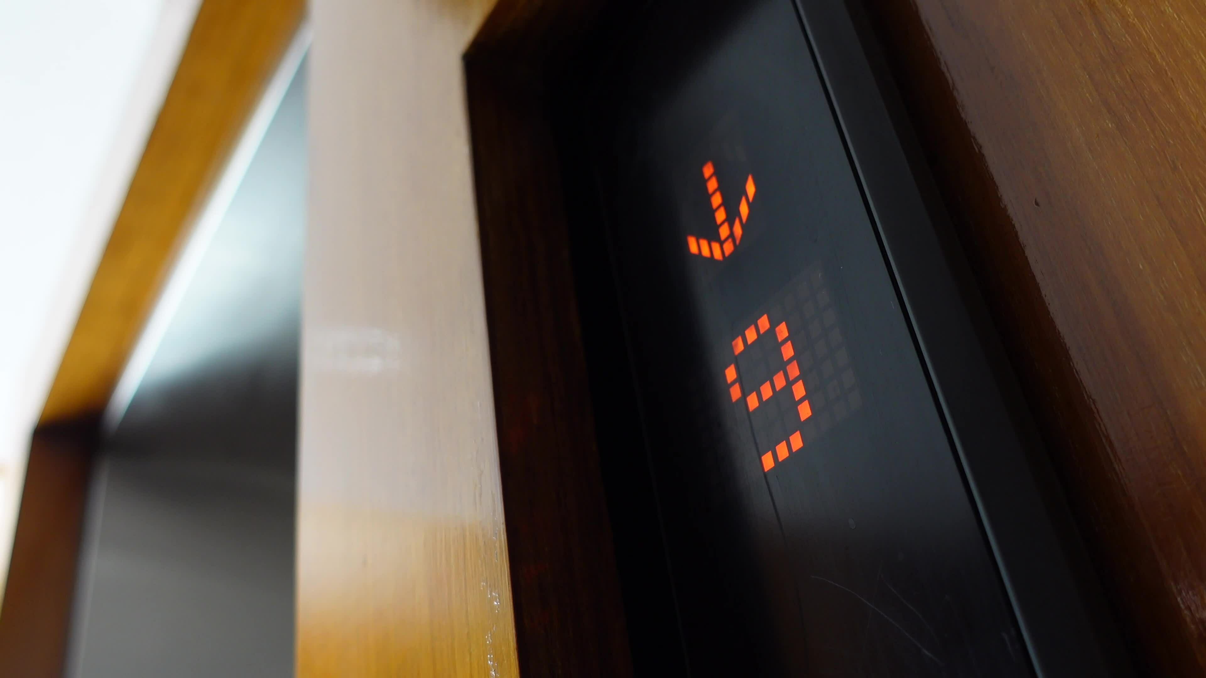 electronic number display on screen in a lift 23358857 Stock Video at