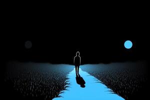 Depression and feeling alone blue left out loneliness major depressive episode mde in simple graphic design style black and neutral colors high contrast symbolic ai. photo