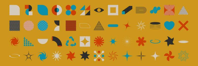 Modern geometric silhouette figures and shapes. Brutalism basic elements. Bauhaus retro design.