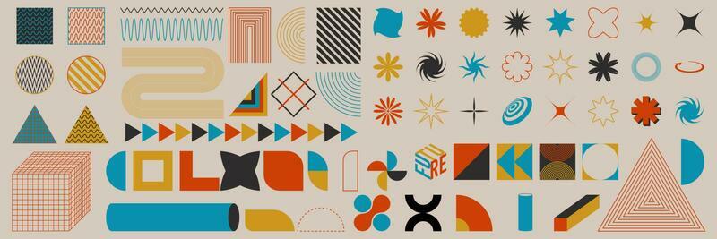 Abstract geometric design elements. Modern shapes in trendy retro style. Memphis design.