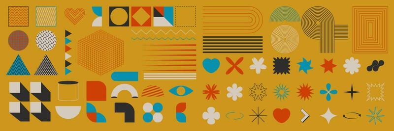 Modern geometric silhouette figures and shapes. Brutalism basic elements. Bauhaus retro design.