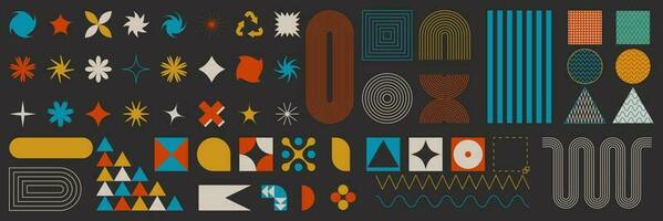 Modern geometric silhouette figures and shapes. Brutalism basic elements. Bauhaus retro design vector