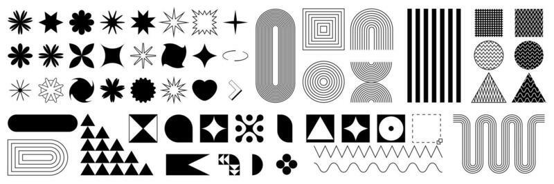 Abstract geometric brutalism figures and shapes. Bauhaus retro design.
