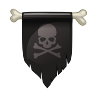 Pennant with human skull and crossbones. Pirate Flag. Symbol of death or dangerous. Design element for halloween holiday png