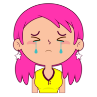 girl crying and scared face cartoon cute png