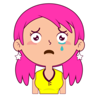 girl crying and scared face cartoon cute png