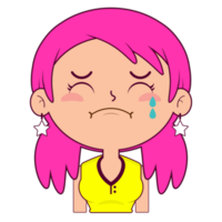 girl crying and scared face cartoon cute png