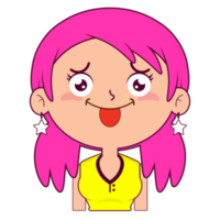 fille doute visage dessin animé mignon png