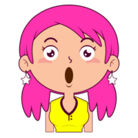 girl surprised face cartoon cute png