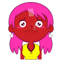 ragazza malato viso cartone animato carino png