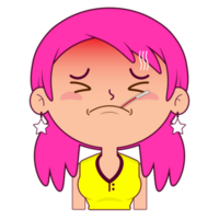 girl sick face cartoon cute png