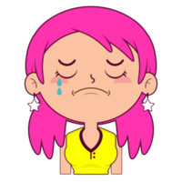 girl crying and scared face cartoon cute png