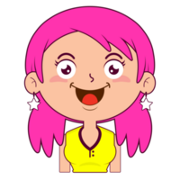 ragazza contento viso cartone animato carino png