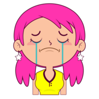 girl crying and scared face cartoon cute png