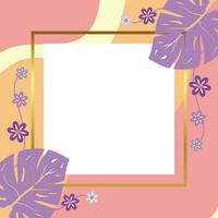 summer background of abstract shapes, wave patterns, flowers and leaves with free space for text. Template for banner, poster, social media, web, greeting card. vector