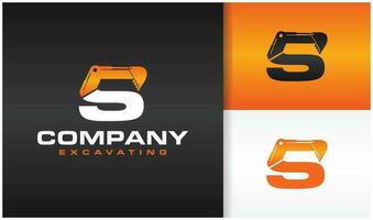 excavator letter S logo vector