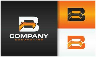 excavator letter b logo vector