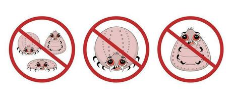 Tick warning sign. Pest control. Ixodid ticks. CHARACTERS OF INSECT PESTS vector