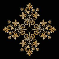 Floral Golden Ornament Vector Art, Golden Floral Ornaments, Floral Decorative Elements Vector