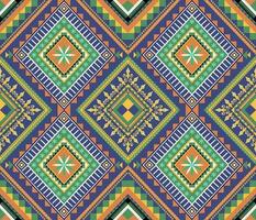 Ethnic folk geometric seamless pattern in colorful vector illustration design for fabric, mat, carpet, scarf, wrapping paper, tile and more