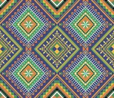 Ethnic folk geometric seamless pattern in colorful vector illustration design for fabric, mat, carpet, scarf, wrapping paper, tile and more