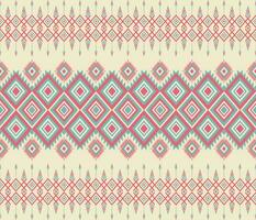 Ethnic folk geometric seamless pattern in soft red and green in vector illustration design for fabric, mat, carpet, scarf, wrapping paper, tile and more