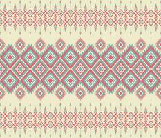 Ethnic folk geometric seamless pattern in soft red and green in vector illustration design for fabric, mat, carpet, scarf, wrapping paper, tile and more