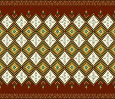 Ethnic folk geometric seamless pattern in red and green in vector illustration design for fabric, mat, carpet, scarf, wrapping paper, tile and more