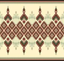 Ethnic folk geometric seamless pattern in soft red and green in vector illustration design for fabric, mat, carpet, scarf, wrapping paper, tile and more
