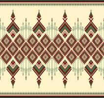 Ethnic folk geometric seamless pattern in soft red and green in vector illustration design for fabric, mat, carpet, scarf, wrapping paper, tile and more