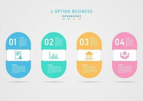 Minimal business infographic 4 options pastel color capsule shape white square center with icons The top and bottom have numbers and letters. gray gradient background vector