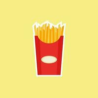 francés papas fritas plano diseño vector ilustración