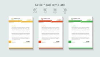 corporate modern letterhead design template, letterhead design in various color, flat letterhead template, business letterhead design. vector