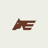 Letter E horse logo. Letter E horse logo can be used in one flat color without losing its original impact. this logo means agility, strength, and speed. vector