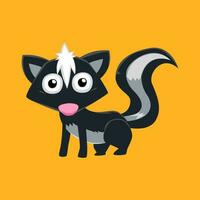 Cute cartoon skunk in isolated orange background vector illustration icon