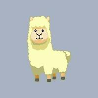 Cute cartoon llama in isolated gray background vector illustration icon