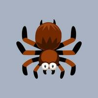 Cute cartoon tarantula spider in isolated gray background vector illustration icon