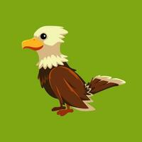 Cute cartoon eagle in isolated green background vector illustration icon