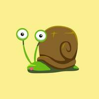 Cute cartoon snail in isolated yellow background vector illustration icon